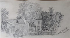 Antique "Old Russell House, " Charles Marion Russell, Western American Drawing