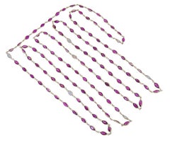 22.57 Carat Marquise Cut Ruby and Diamond Diamonds by The Yard Necklace