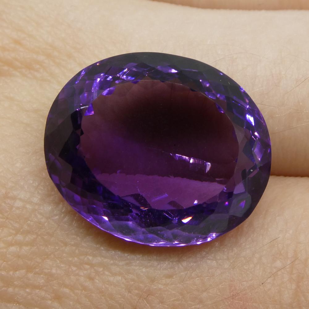 Description:

Gem Type: Amethyst
Number of Stones: 1
Weight: 22.57 cts
Measurements: 20x16.9x10.20 mm
Shape: Oval
Cutting Style Crown: Modified Brilliant
Cutting Style Pavilion: Modified Brilliant
Transparency: Transparent
Clarity: Very Slightly