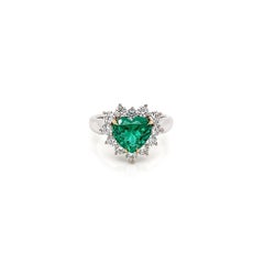 2.25 Total Carat Green Emerald and Diamond Ladies Ring