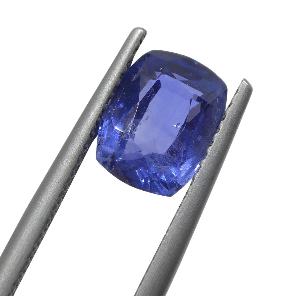 Women's or Men's 2.25ct Cushion Blue Sapphire GIA Certified Madagascar Unheated For Sale