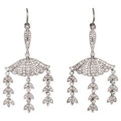 2.25ct Diamond Dangle Earrings Retro Platinum 14k Gold Foliate Drops Jewelry