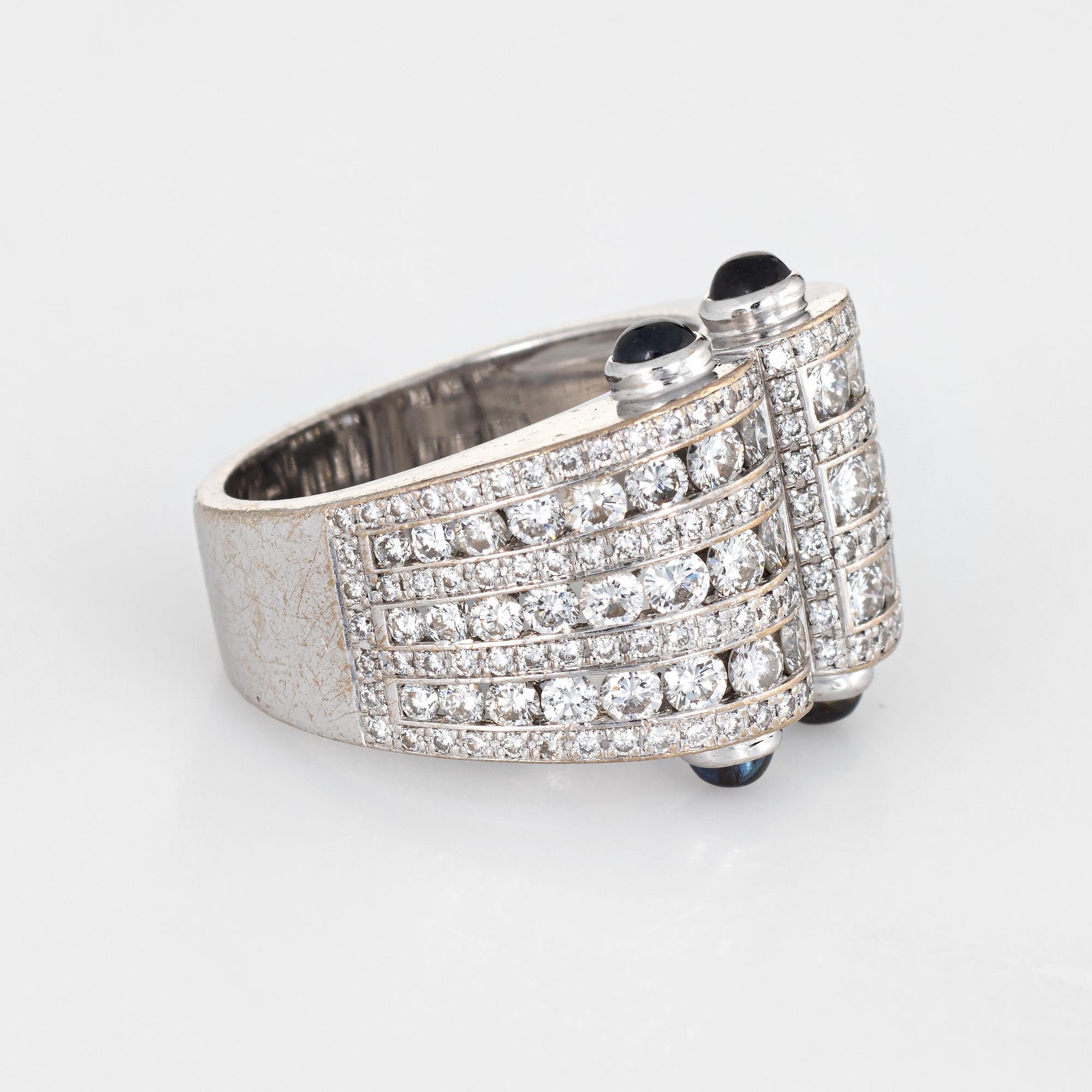 Modern 2.25 Carat Diamond Sapphire Cuff Ring Vintage 18 Karat Gold Estate Jewelry