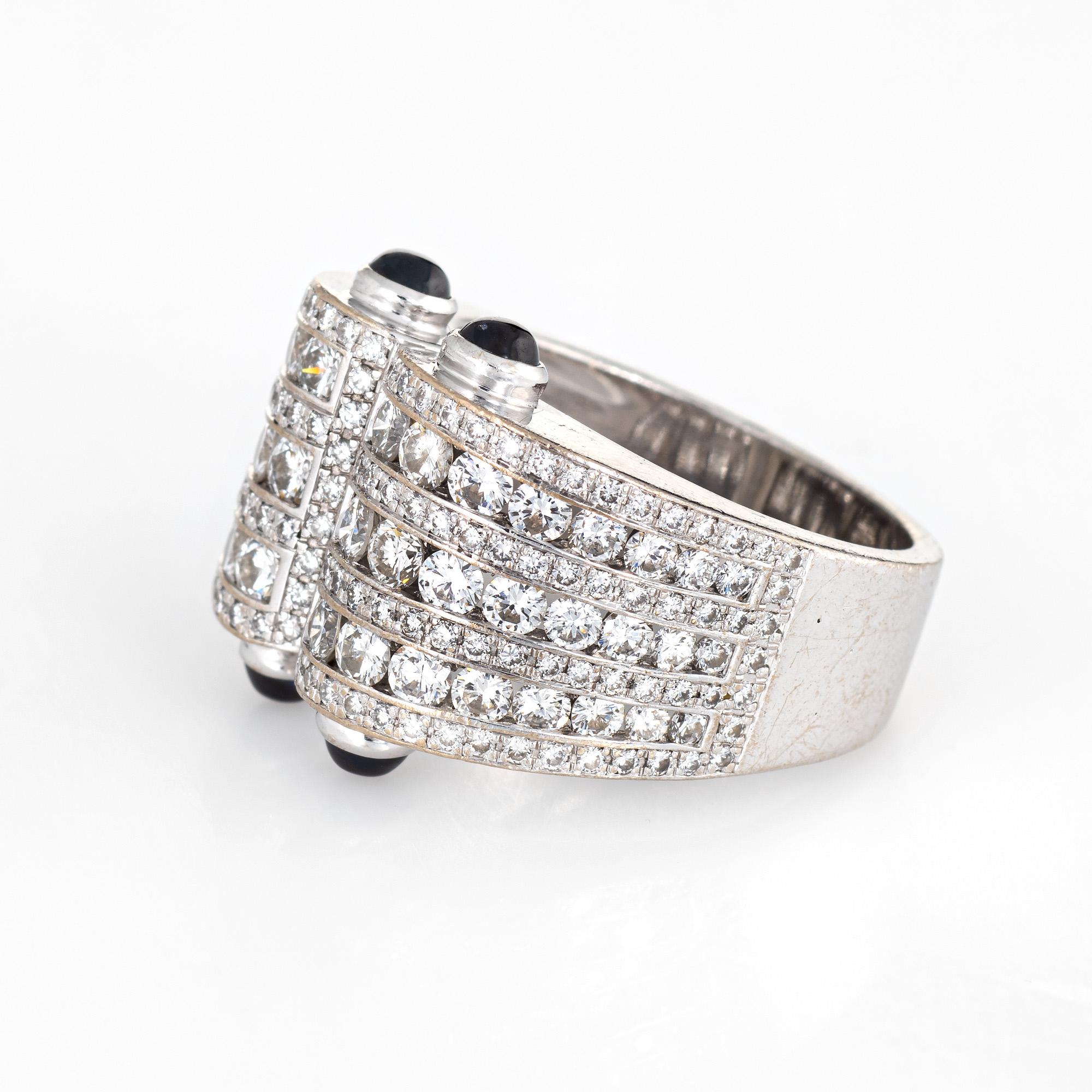 Round Cut 2.25 Carat Diamond Sapphire Cuff Ring Vintage 18 Karat Gold Estate Jewelry