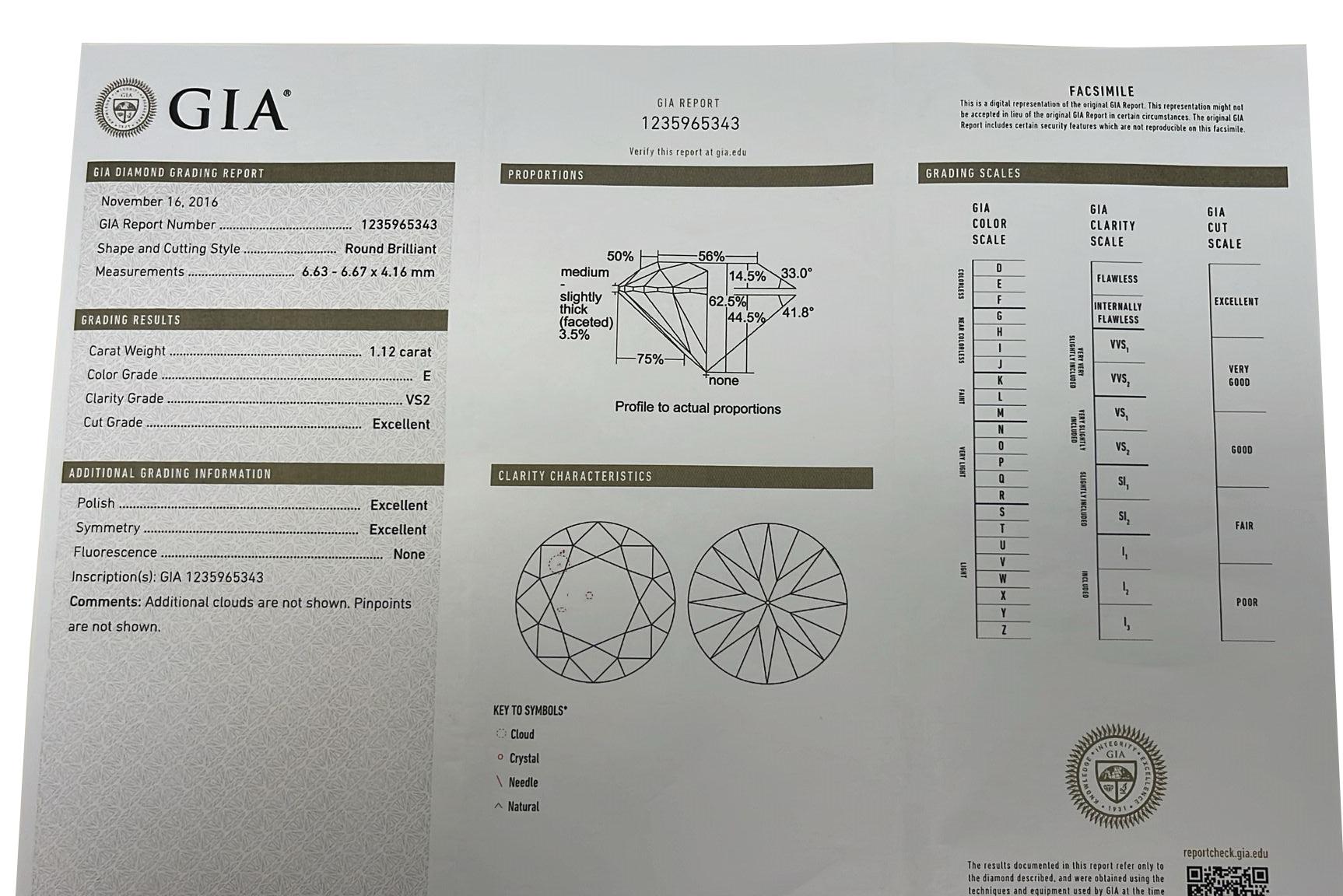 2,25 Karat GIA natürlicher runder Diamant 3 Zacken Martini-Ohrstecker Si1/VS2 14K Gold 1