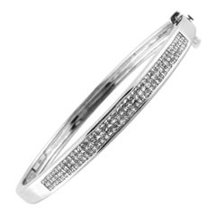 2.25ct Invisible Set Princess Cut Diamond Bangle Bracelet in 14k White Gold