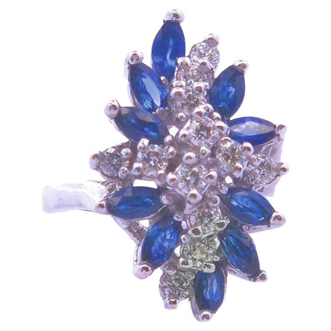 2.25ct Marquise Sapphire Ring in 14k White Gold