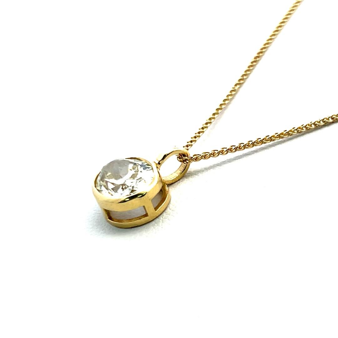 Collier pendentif en or jaune 14K avec diamant ovale de 2,25ct de couleur jaune brun (SI1) en vente 3
