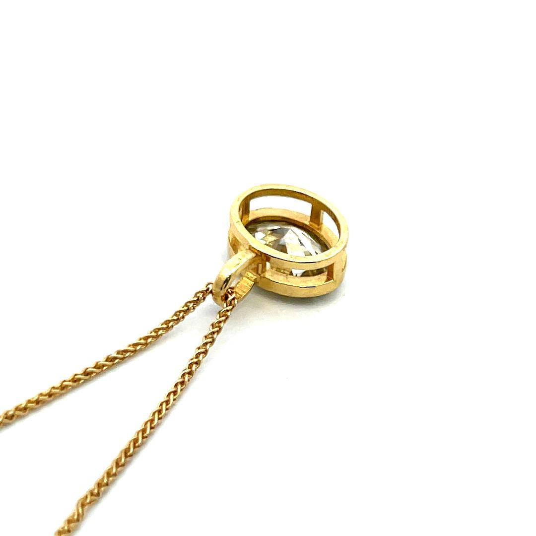 Collier pendentif en or jaune 14K avec diamant ovale de 2,25ct de couleur jaune brun (SI1) en vente 4