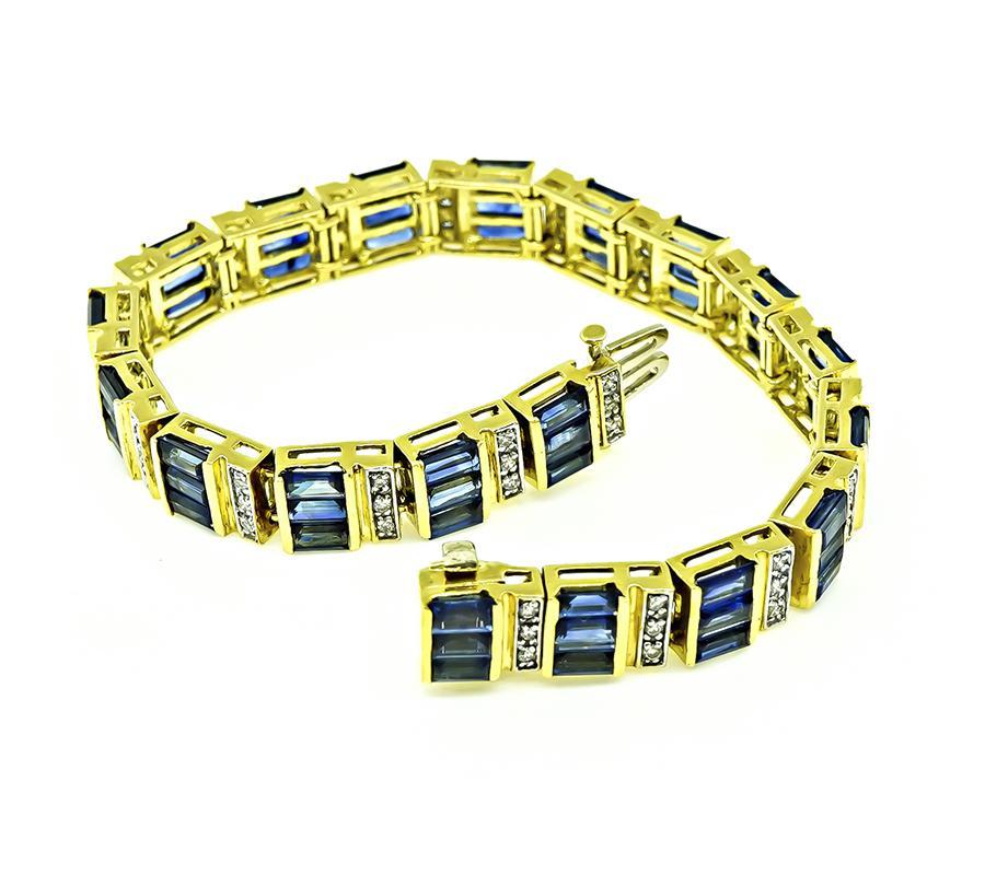 Bracelet en or avec saphir 2,25 carats et diamants 1,70 carat Bon état - En vente à New York, NY