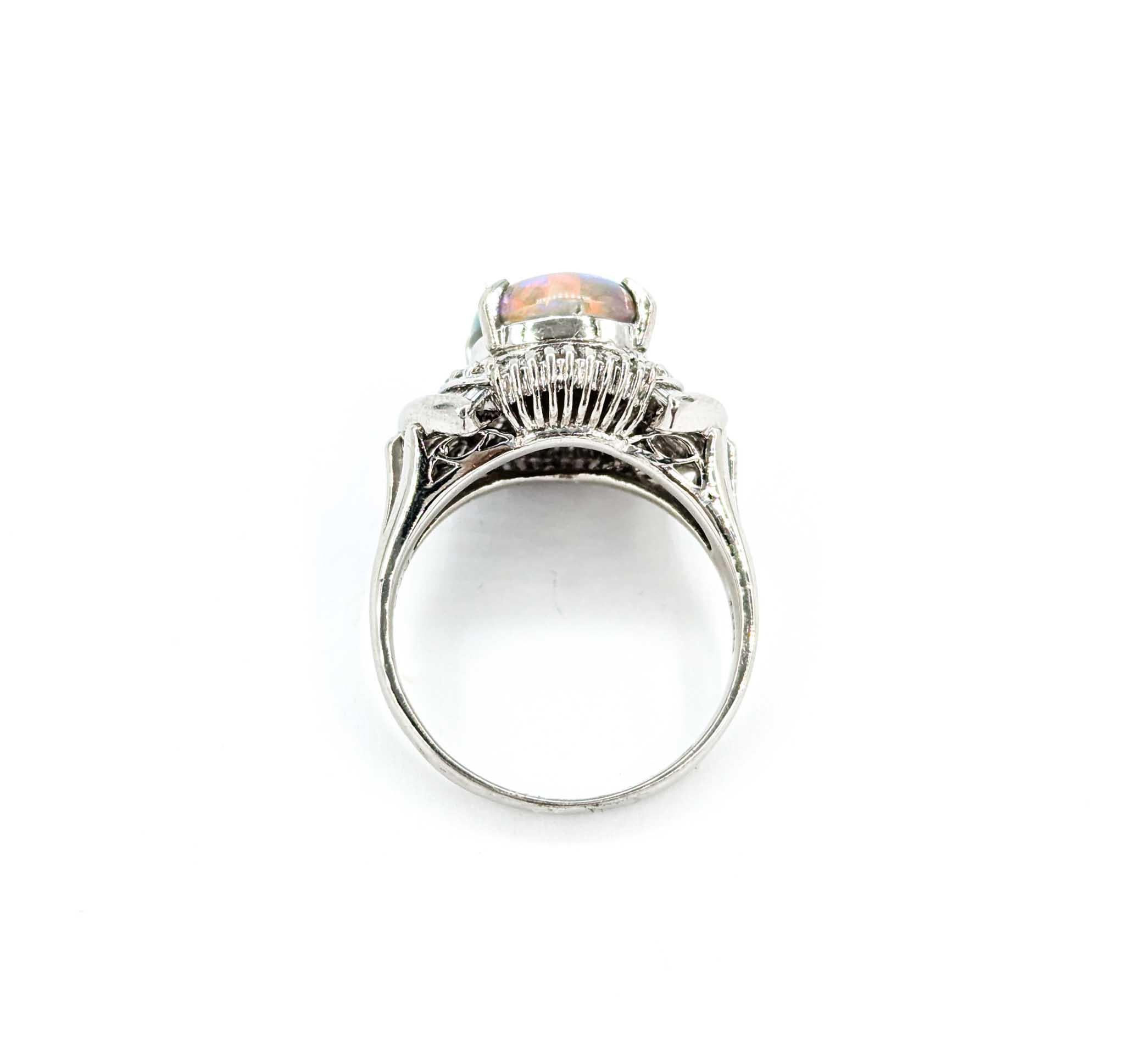 Women's 2.25ct Semi-Black Opal & Diamond Ballerina Ring in Platinum