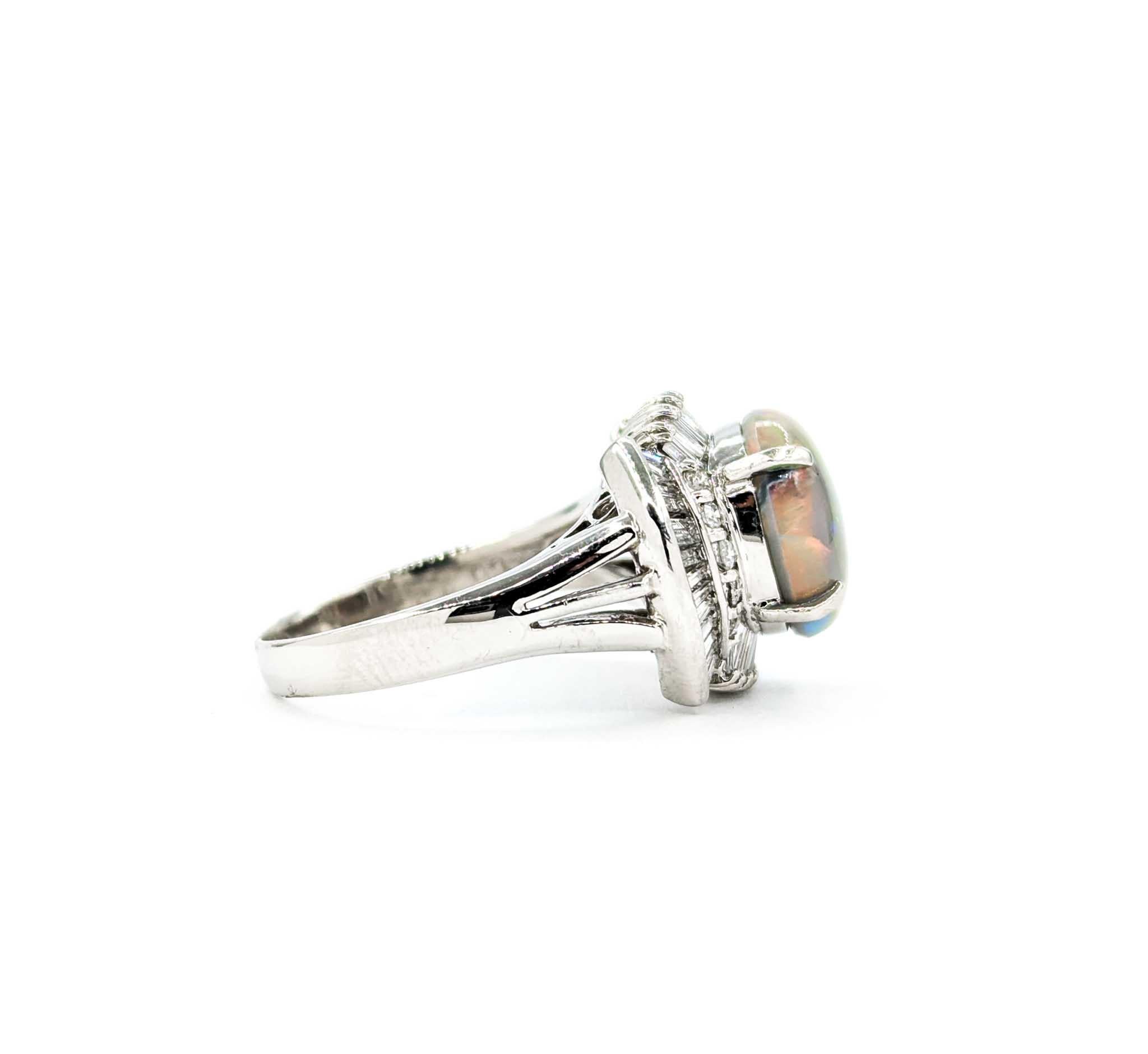 2.25ct Semi-Black Opal & Diamond Ballerina Ring in Platinum 1