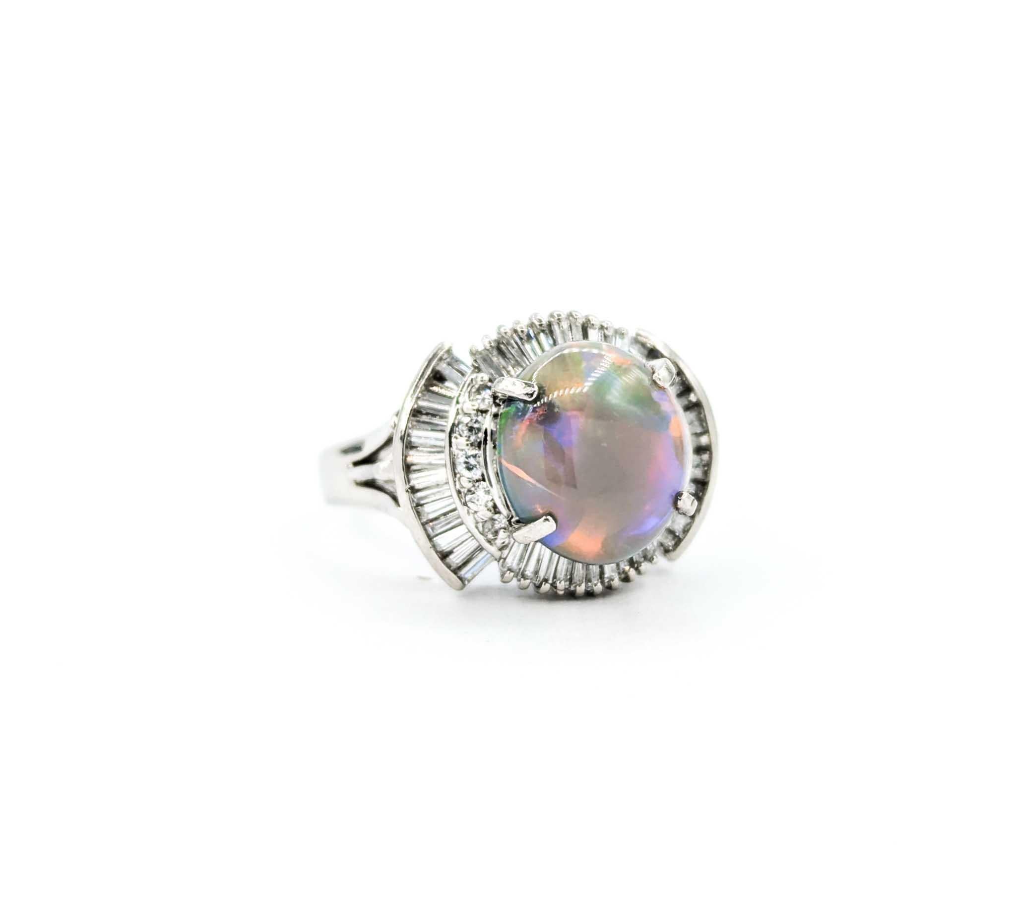 2.25ct Semi-Black Opal & Diamond Ballerina Ring in Platinum 2