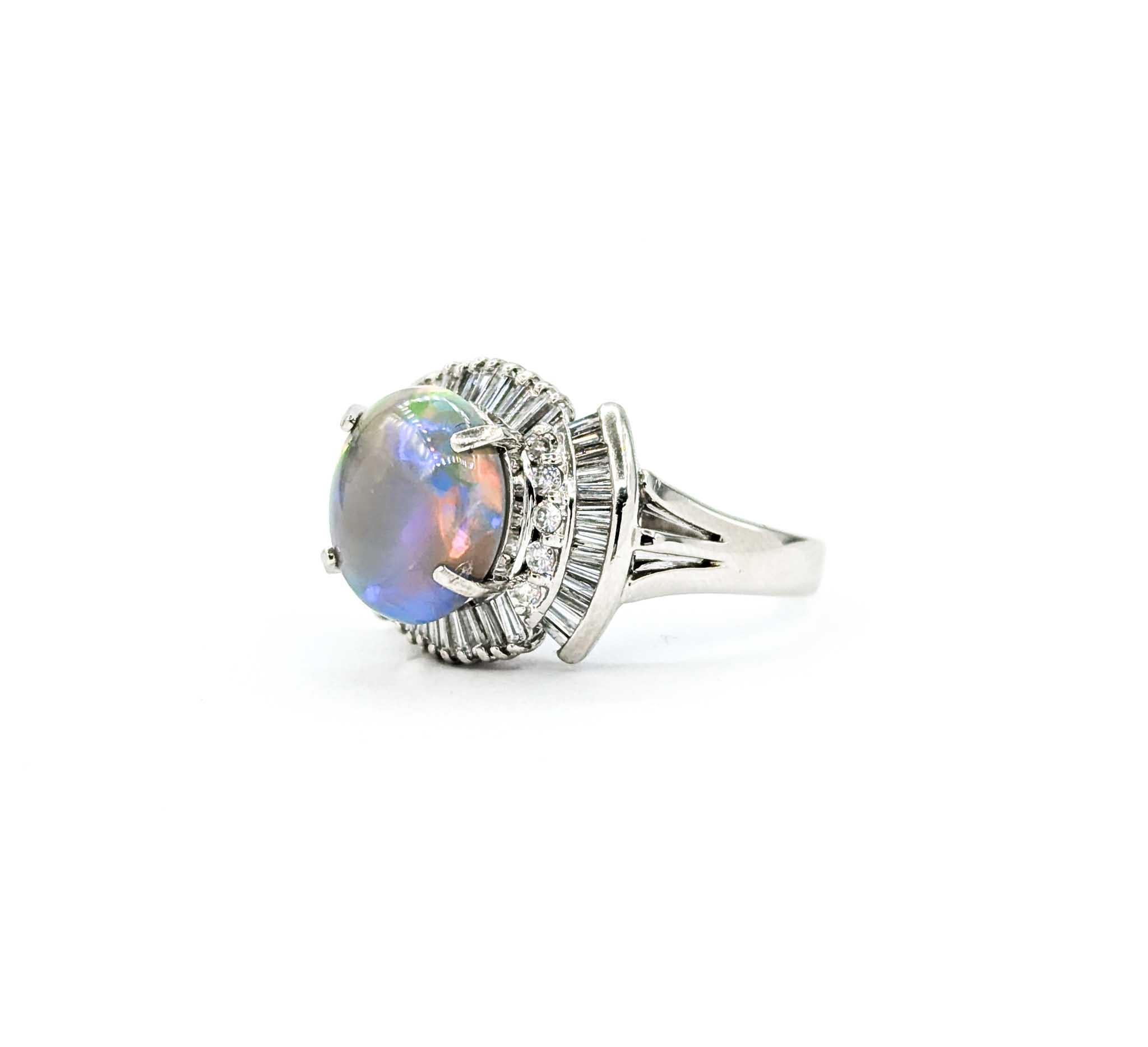 2.25ct Semi-Black Opal & Diamond Ballerina Ring in Platinum 3