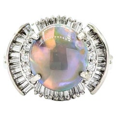 2.25ct Semi-Black Opal & Diamond Ballerina Ring in Platinum