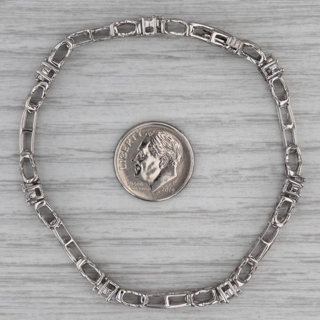 Bracciale tennis con bracciale a barre con cluster di diamanti da 2,25 carati in oro bianco 14k 7,5