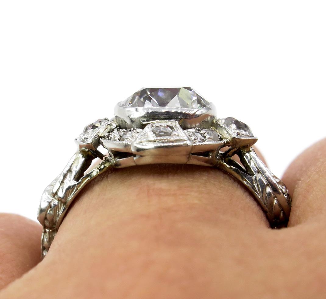 2.25 Carat Old Mine Cushion Diamond Engagement Platinum Ring EGL, USA 5