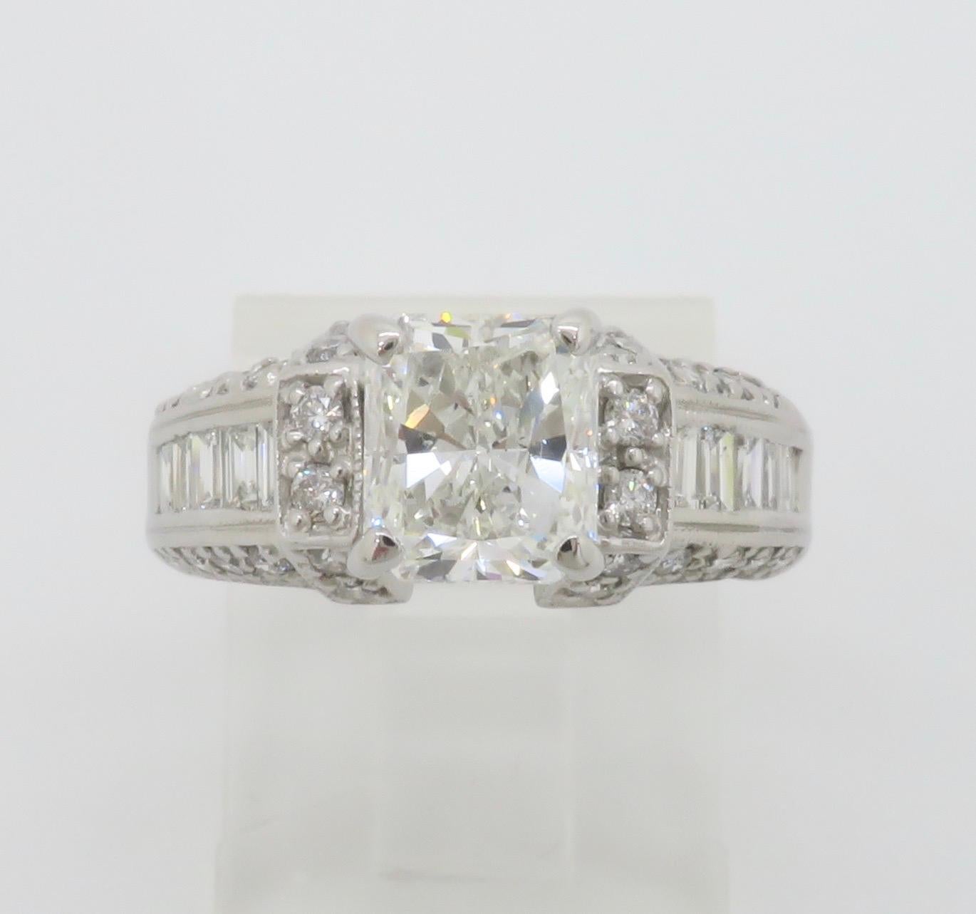 2.25CTW Radiant Cut Diamond Encrusted Engagement Ring 6