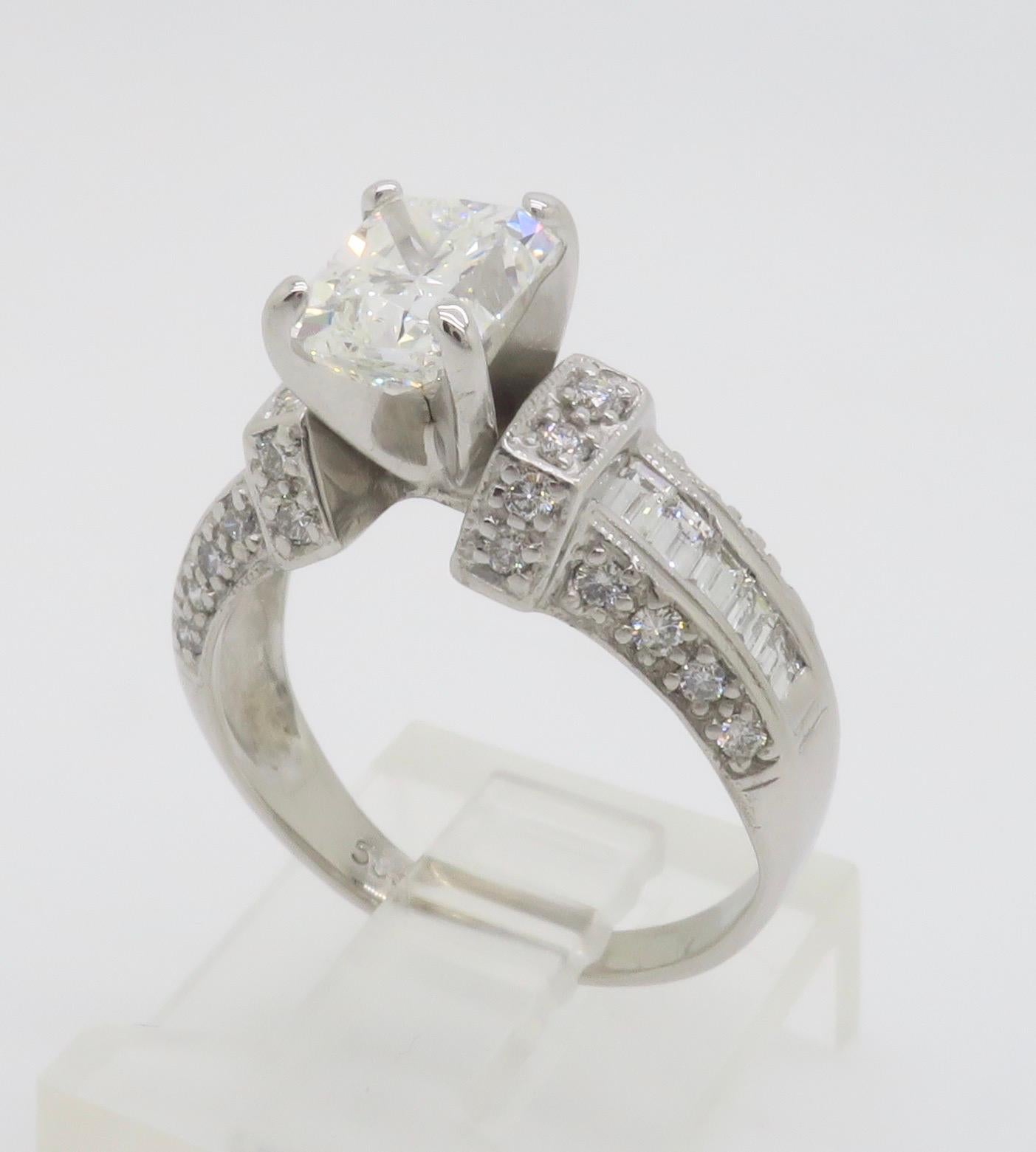 2.25CTW Radiant Cut Diamond Encrusted Engagement Ring 7