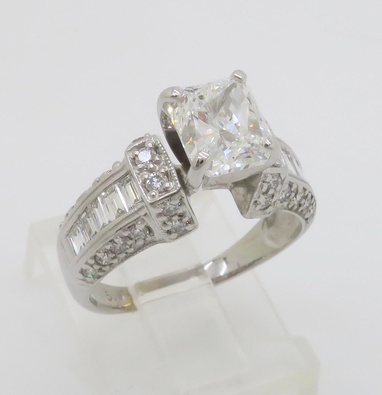 2.25CTW Radiant Cut Diamond Encrusted Engagement Ring 8