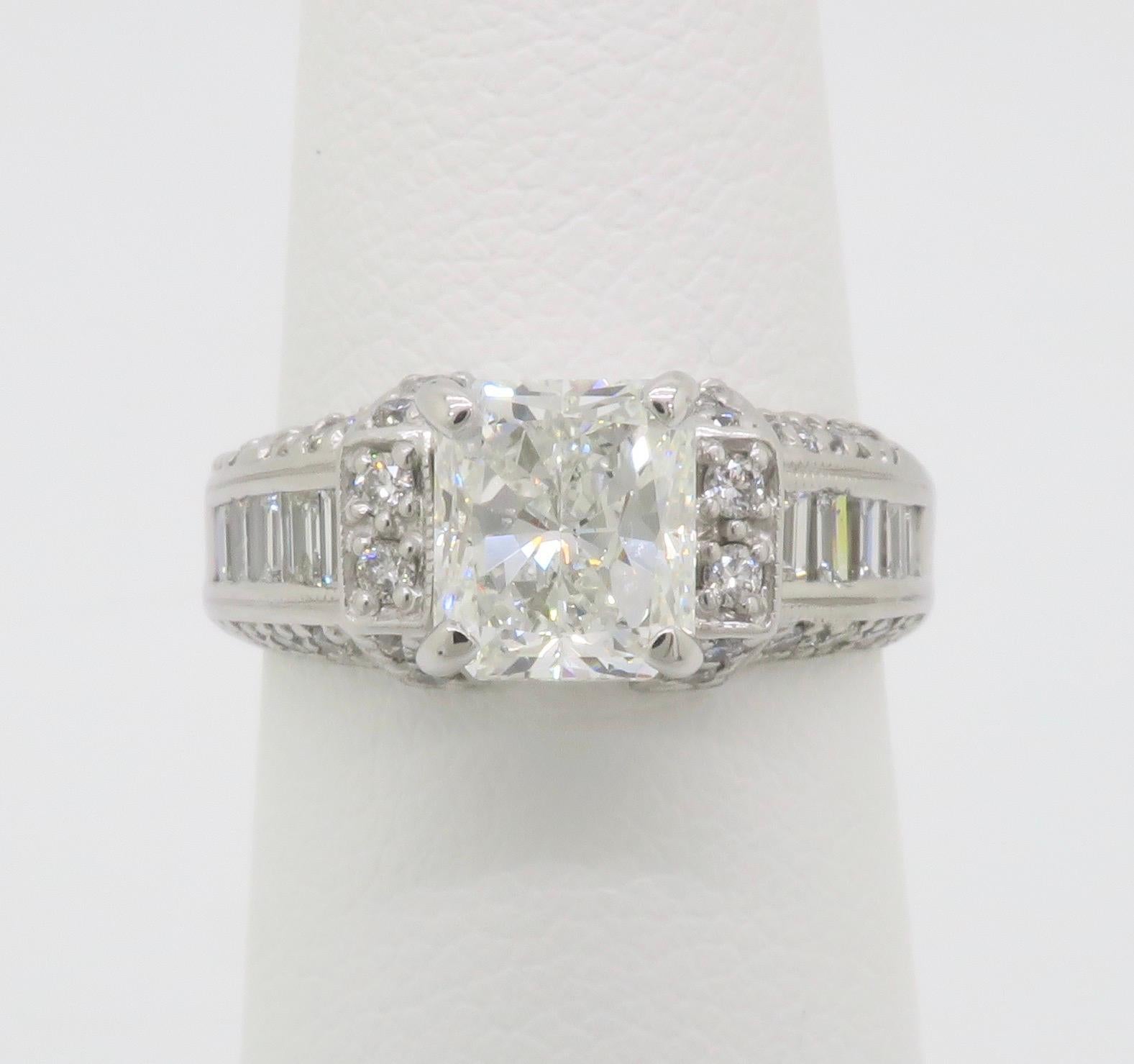 Women's or Men's 2.25CTW Radiant Cut Diamond Encrusted Engagement Ring