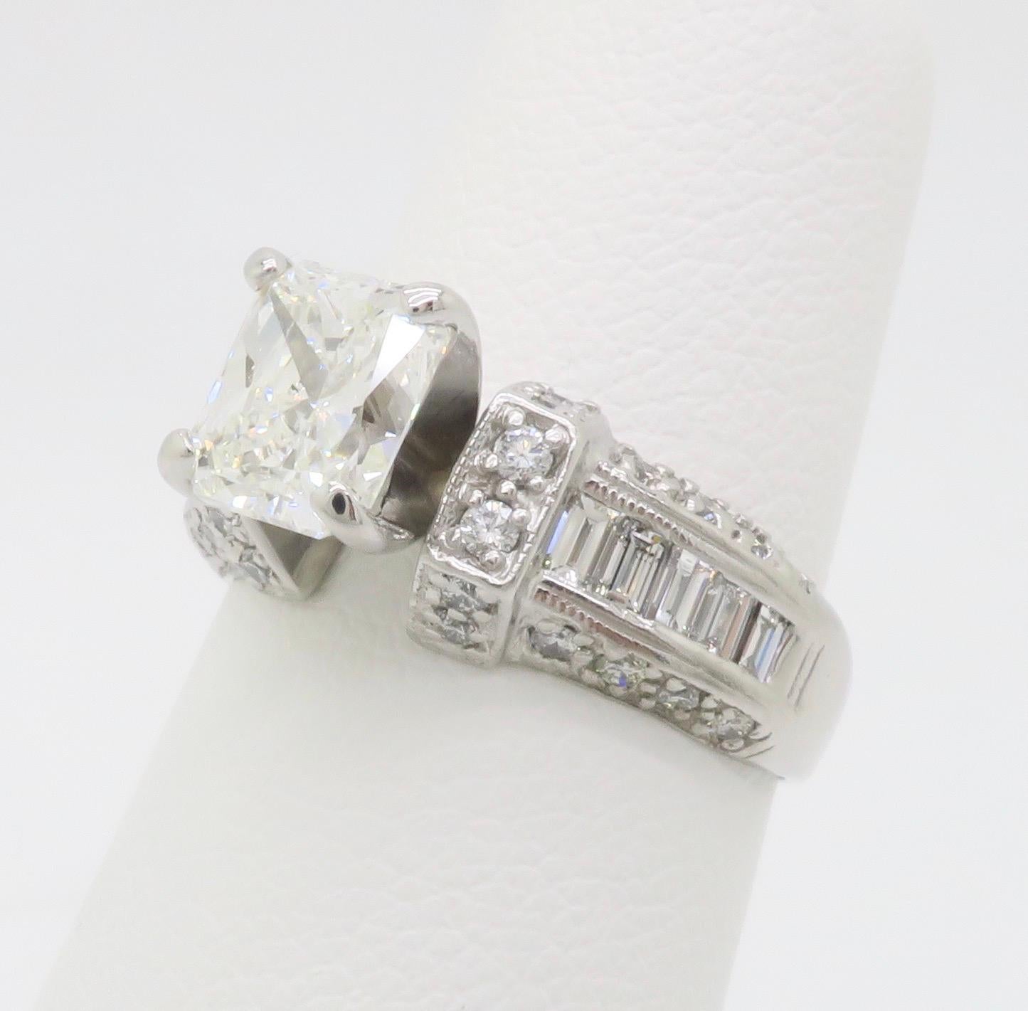 2.25CTW Radiant Cut Diamond Encrusted Engagement Ring 1