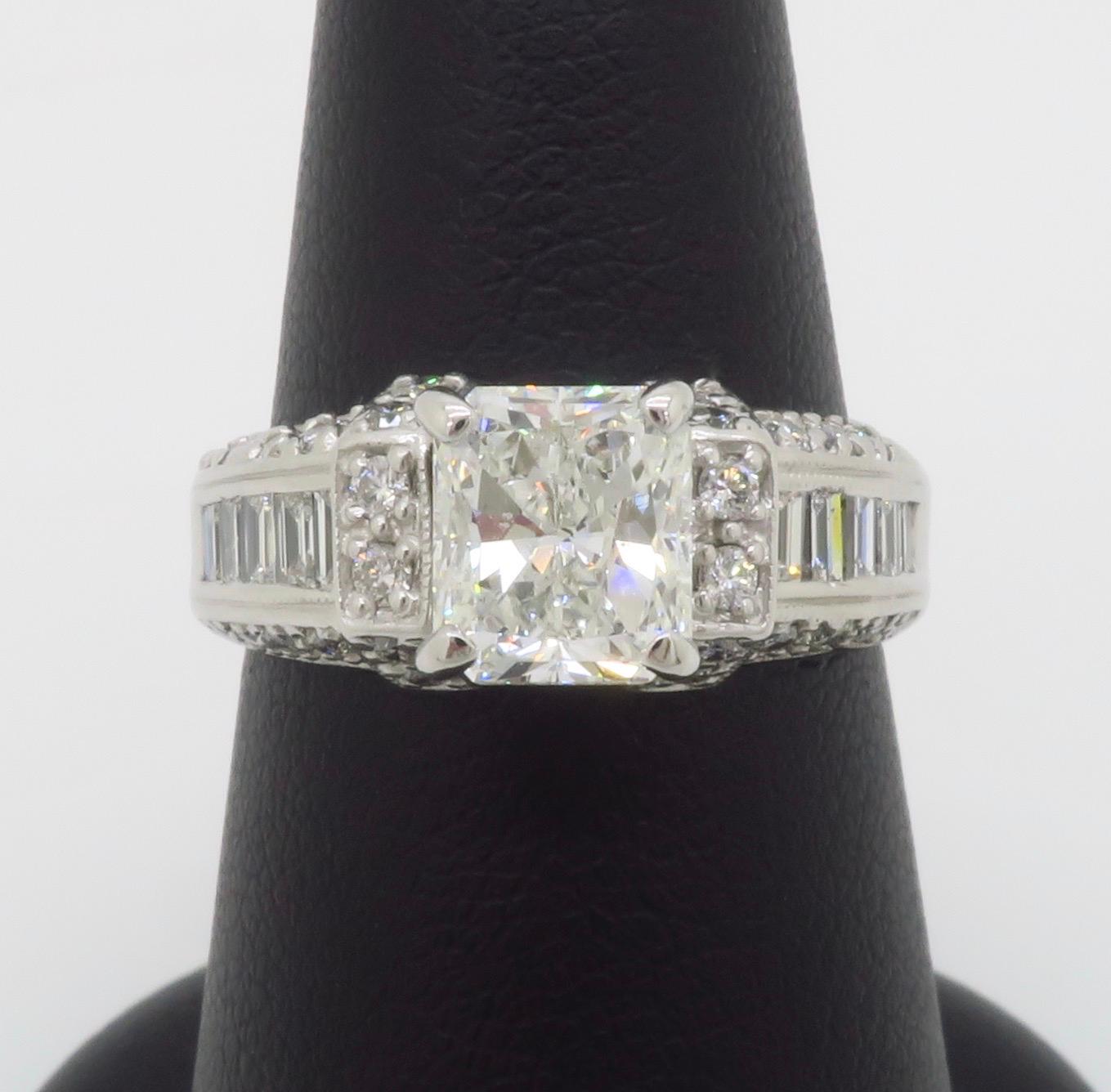 2.25CTW Radiant Cut Diamond Encrusted Engagement Ring 2