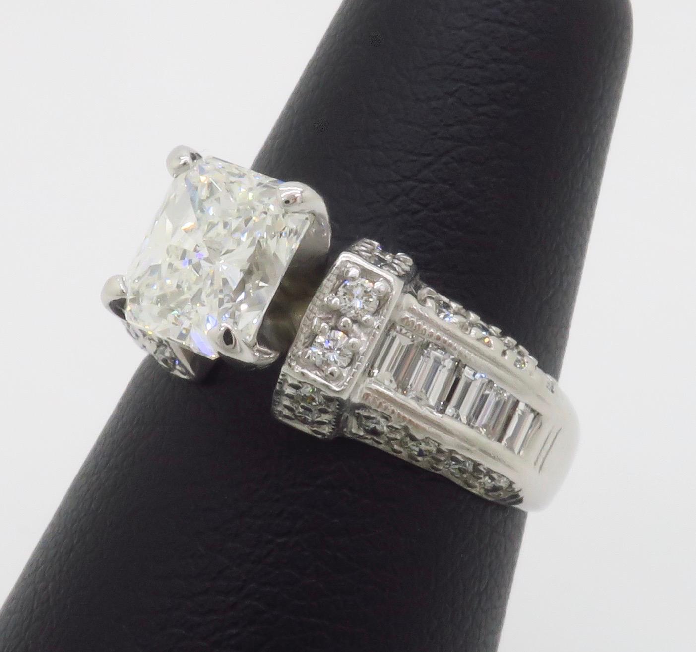 2.25CTW Radiant Cut Diamond Encrusted Engagement Ring 3