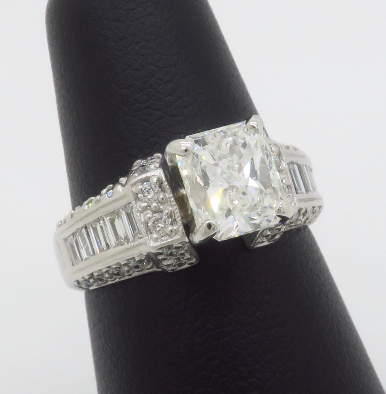 2.25CTW Radiant Cut Diamond Encrusted Engagement Ring 4