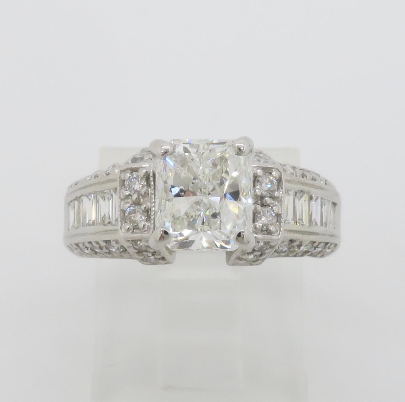 2.25CTW Radiant Cut Diamond Encrusted Engagement Ring 5
