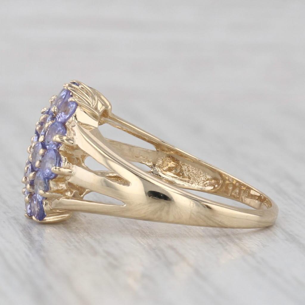 2.25ctw Tanzanite Cluster Ring 14k Yellow Gold Size 7.25 Cocktail Unisexe en vente