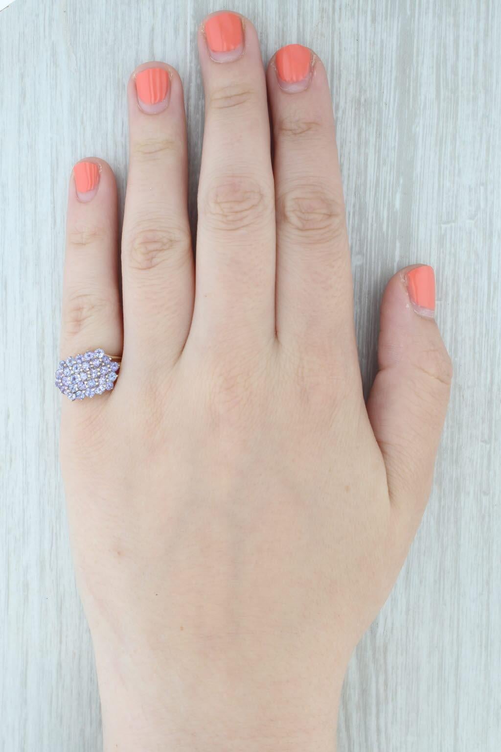 2.25ctw Tanzanite Cluster Ring 14k Yellow Gold Size 7.25 Cocktail en vente 4