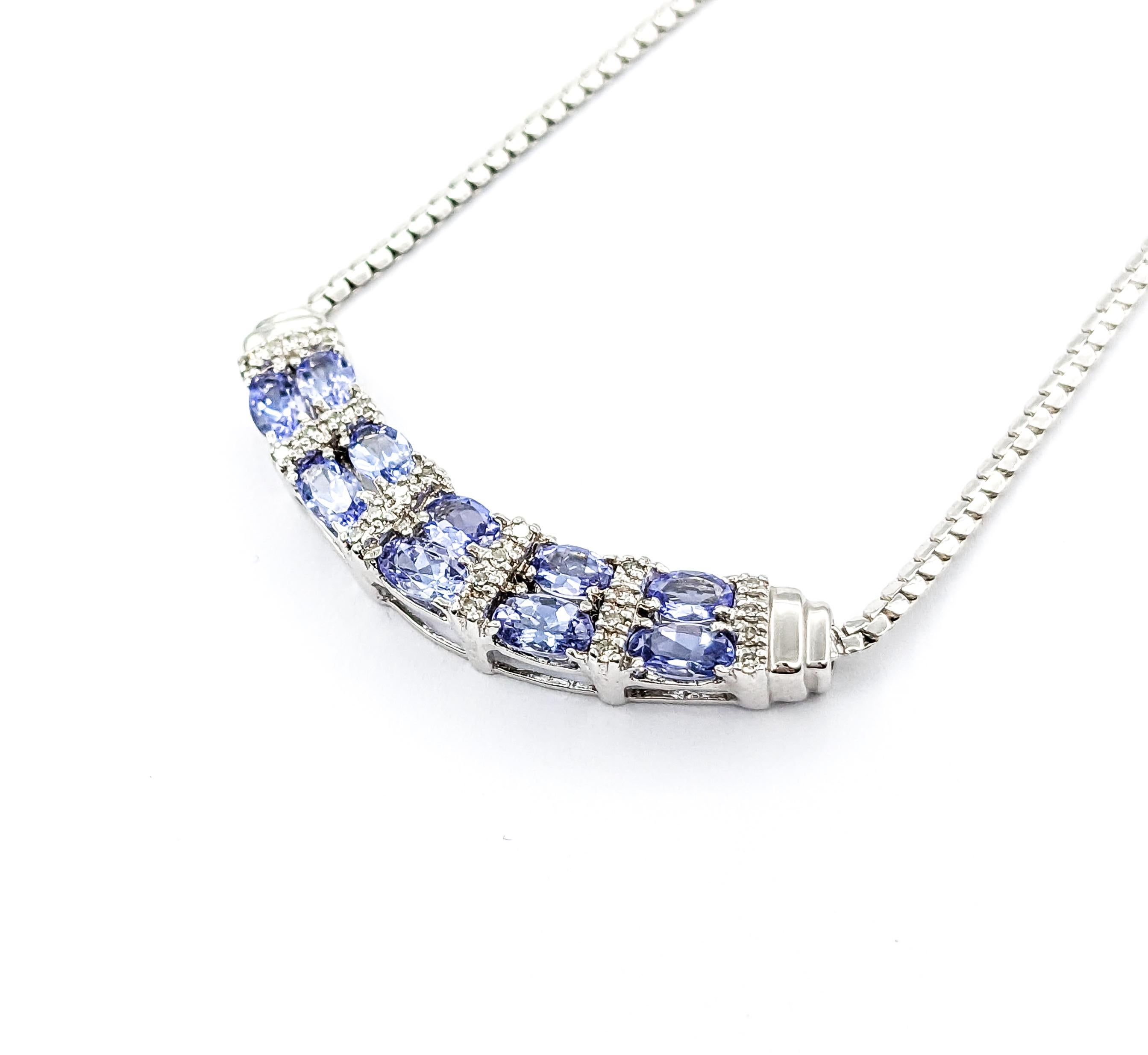 Collana a barre curve con tanzanite da 2,25 carati in oro bianco in vendita 1