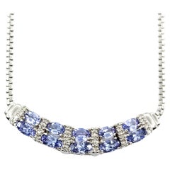 2.25ctw Tanzanite Curved Bar Necklace In White Gold