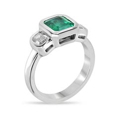 2.25tcw 14K GIA Natural Emerald & Diamond 3 Stone Engagement Ring