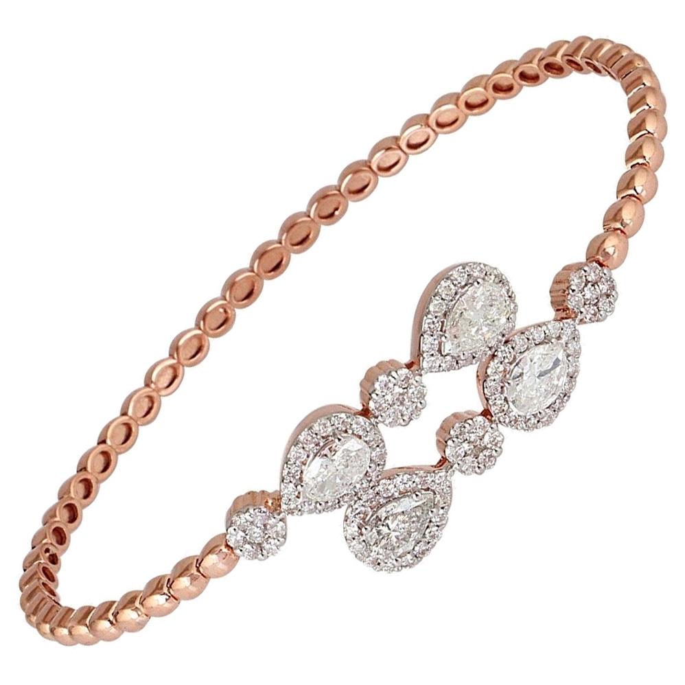 Bracelet jonc enveloppant en or rose 18 carats avec diamants de 2,26 carats