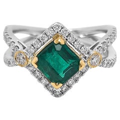 2.26 Carat Emerald and Diamond White Gold Ring