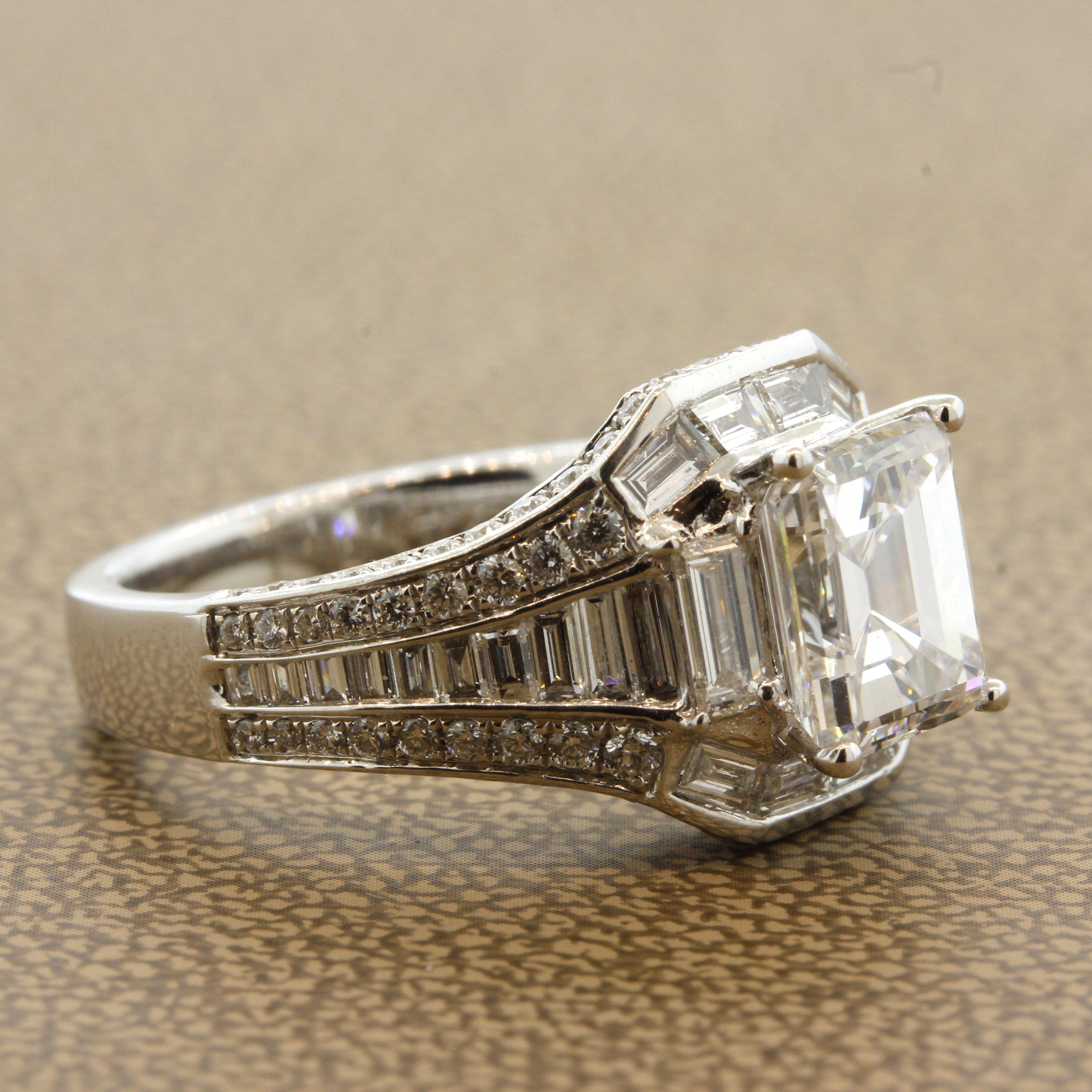 2.26 Carat Emerald-Cut Diamond Gold Engagement Ring, GIA Certified E-VS1 In New Condition For Sale In Beverly Hills, CA