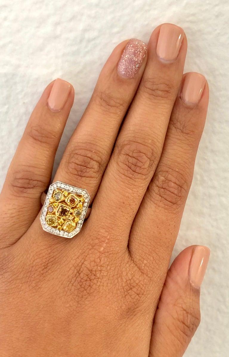 Women's 2.32 Carat Fancy Color Diamond 18 Karat White Gold Cocktail Ring For Sale