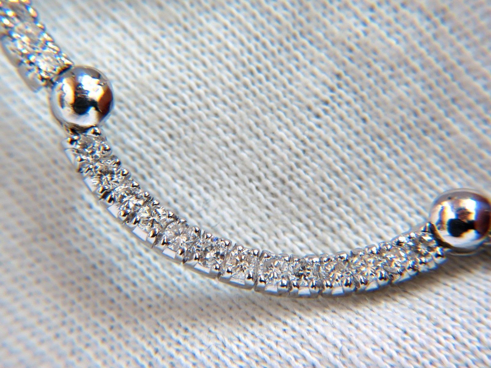 Round Cut 2.26 Carat Natural Diamonds Modern Arch Link Necklace 14 Karat Ball Hinge G/VS For Sale