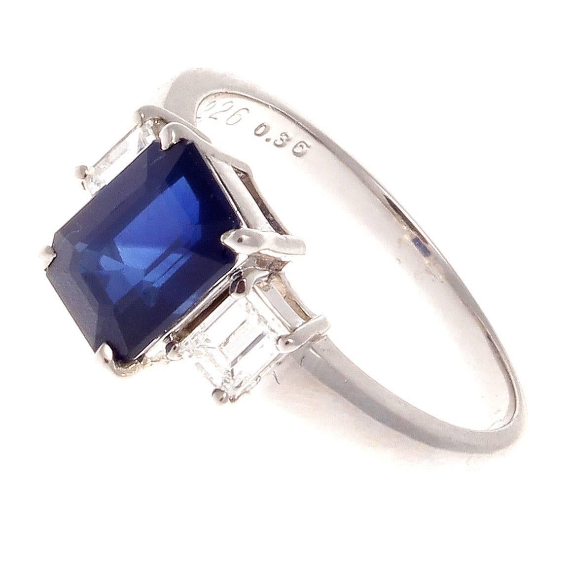 2.26 Carat Natural Sapphire Diamond Platinum Engagement Ring