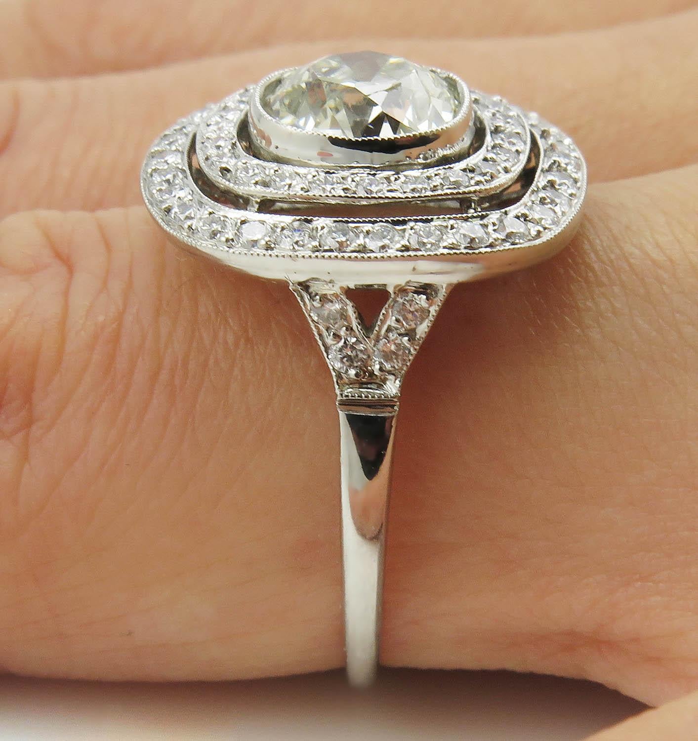 2.26 Carat Old Mine Diamond Cluster Engagement Wedding Platinum Ring EGL, USA 8