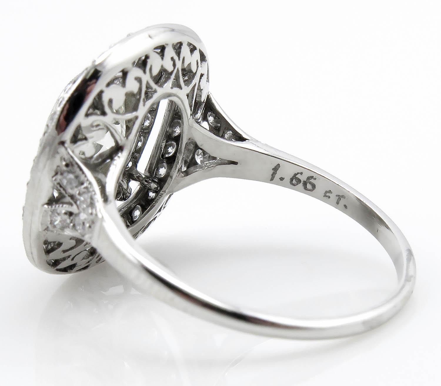 2.26 Carat Old Mine Diamond Cluster Engagement Wedding Platinum Ring EGL, USA 2