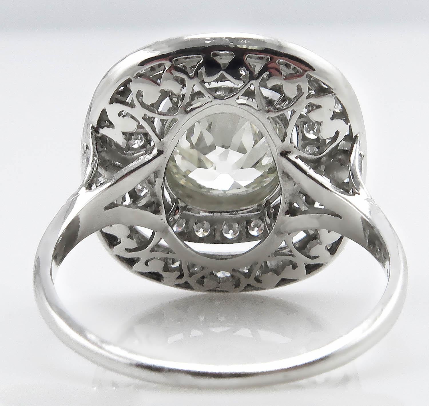 2.26 Carat Old Mine Diamond Cluster Engagement Wedding Platinum Ring EGL, USA 3
