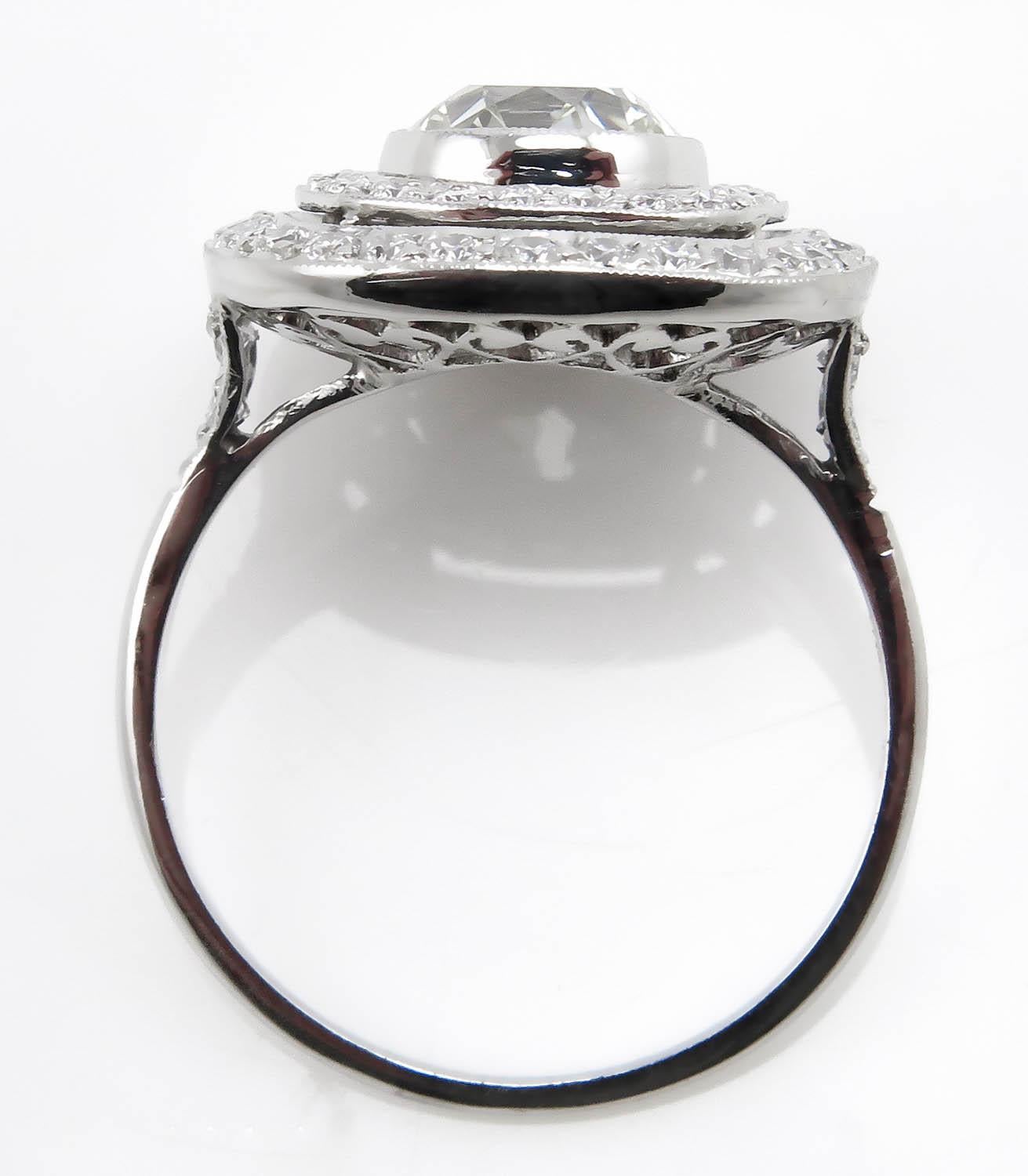 2.26 Carat Old Mine Diamond Cluster Engagement Wedding Platinum Ring EGL, USA 4