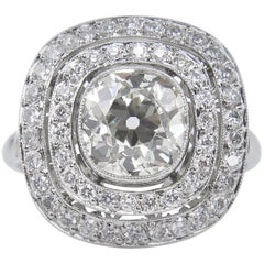 2.26 Carat Old Mine Diamond Cluster Engagement Wedding Platinum Ring EGL, USA Vintage 2.26 Carat Old Mine Diamond Cluster Engagement Wedding Platinum Ring EGL, USA
