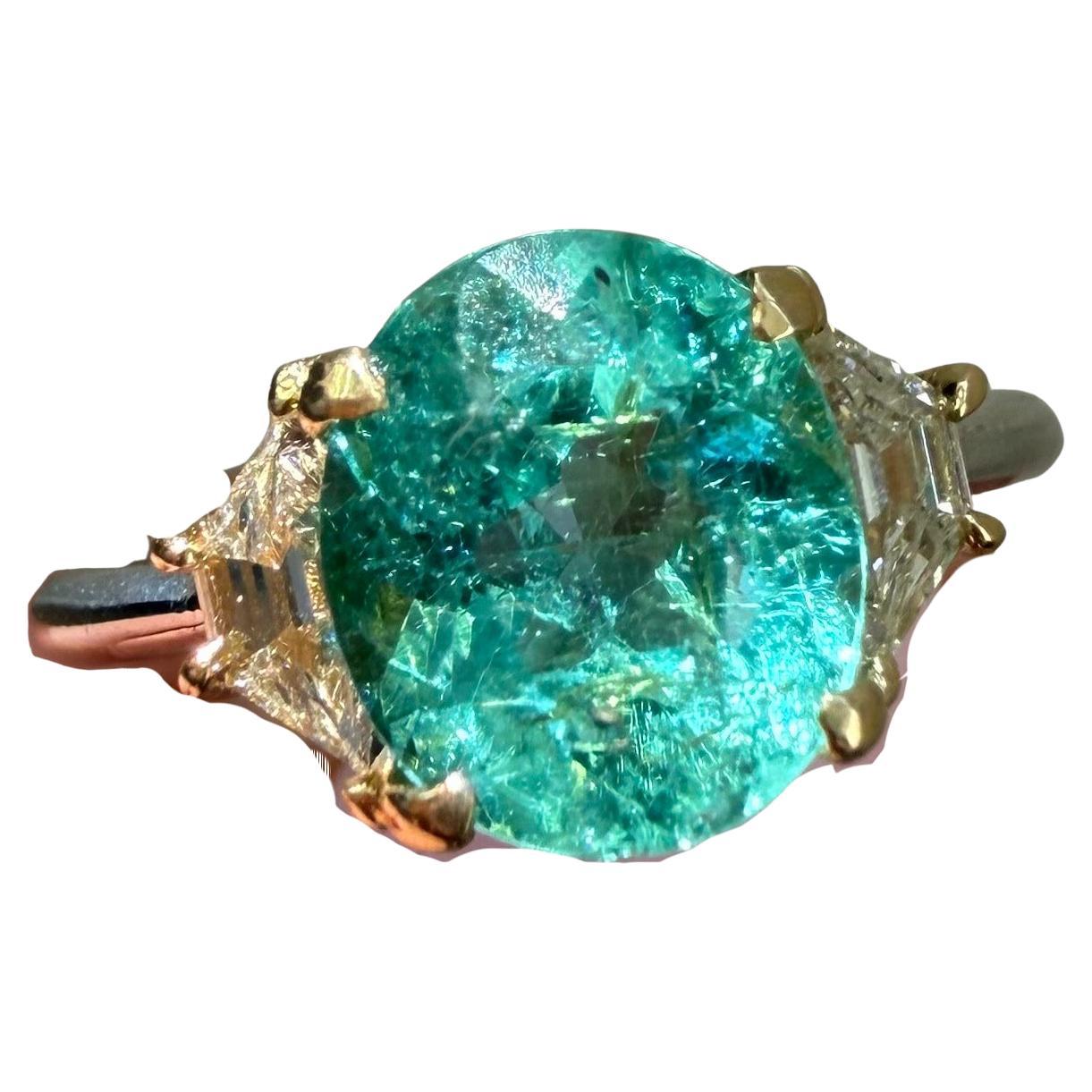 2,26 Karat Paraiba-Turmalin Drei-Steine-Ring