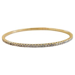 2.26 Carat Round Brilliant Cut Diamond Full Bangle Bracelet 14 Karat Yellow Gold