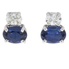 2.26 Carat Sapphire and Diamond 18 Karat White Gold Earrings