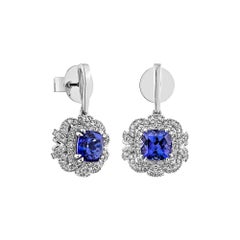 Sunita Nahata Tanzanite 2.26ct. Drop Earrings in 18KWG with Diamond.
